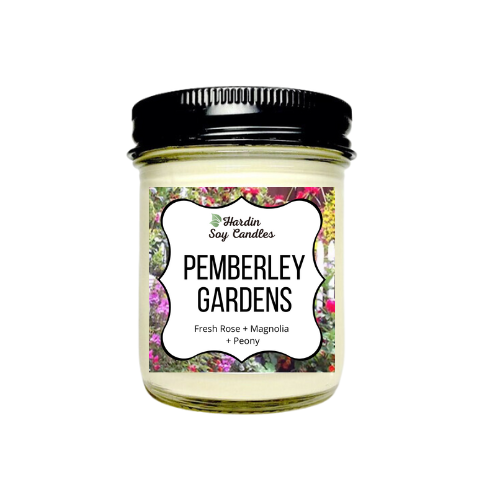 Pemberley Gardens Soy Candle = 8 ounce Jar