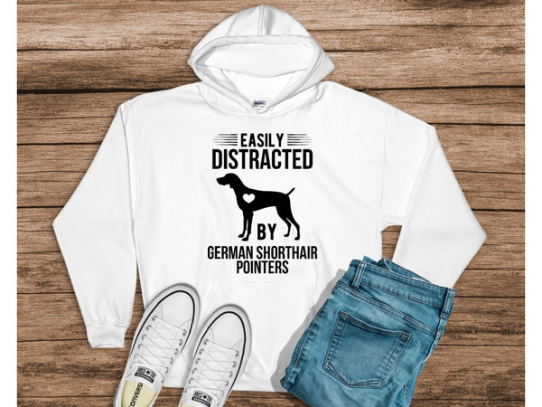 Easily Distracted by GSPs - Hooded Pullover Sweatshirt (hoodie) for Illinois Shorthair Rescue