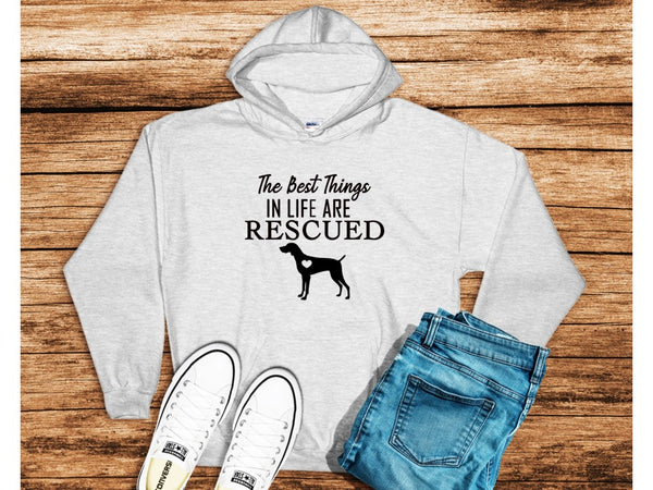 The Best things in life are rescued - Hooded Pullover Sweatshirt (hoodie) for Illinois Shorthair Rescue