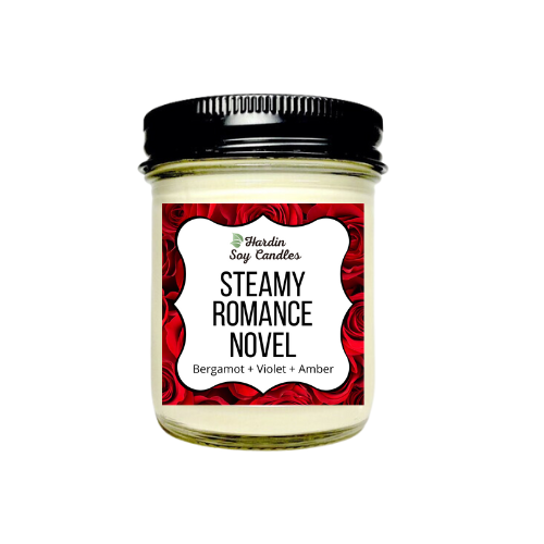 Steamy Romance Novel Soy Candle - 8 ounce Jar