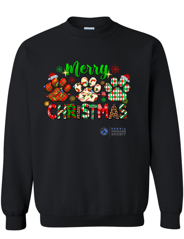 Black Crewneck Sweatshirt with Merry Christmas! - Peoria Humane Society