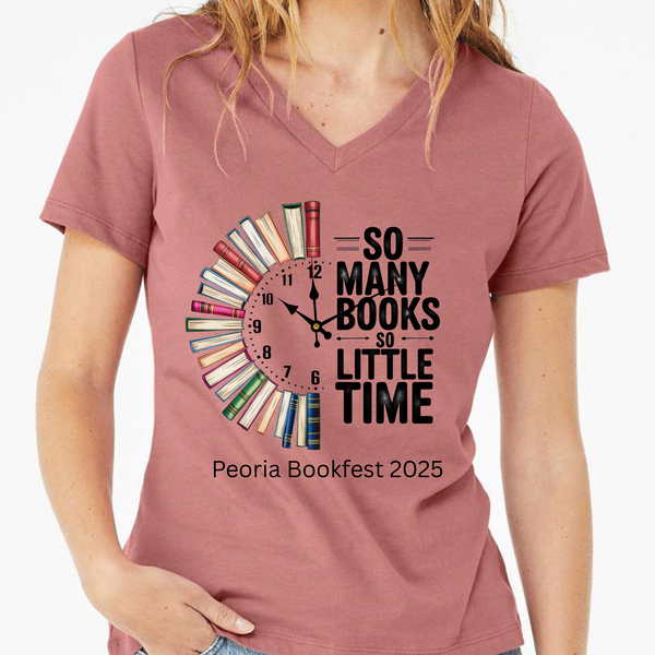 Peoria Bookfest 2025 Women's V Neck Event Tee - Wear to Event for FREE General Admission
