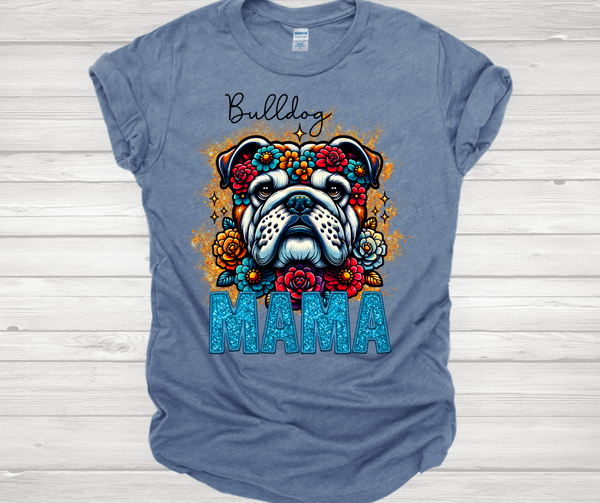 Bulldog (white) Mama Short Sleeve T-Shirt