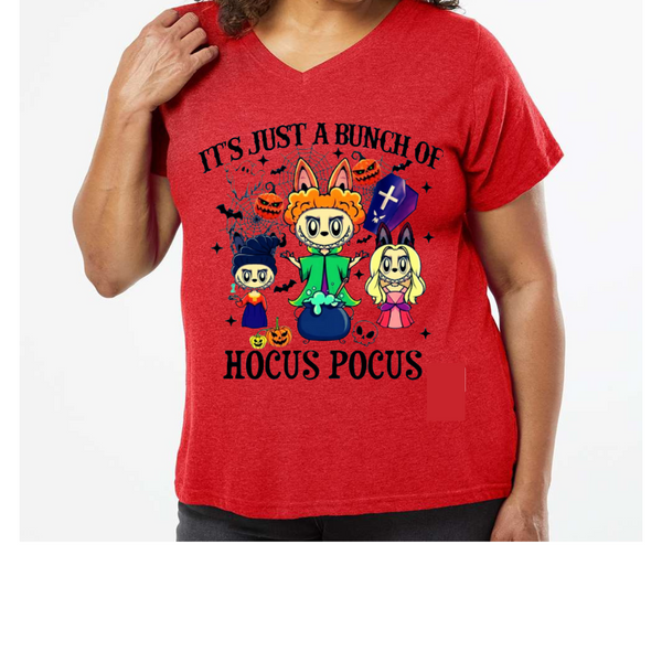 Hocus Pocus Labubu Curvy V Neck Collection Fine Jersey Tee