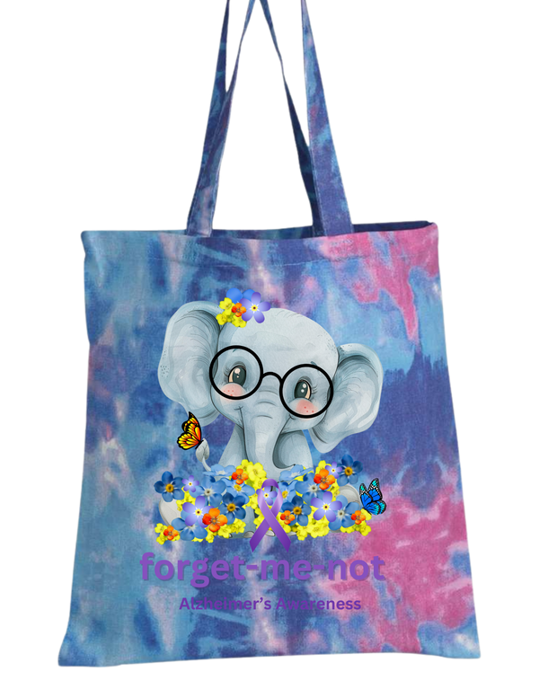 Alzheimer's Tie Dye Canvas Tote Bags - Assorted Colors