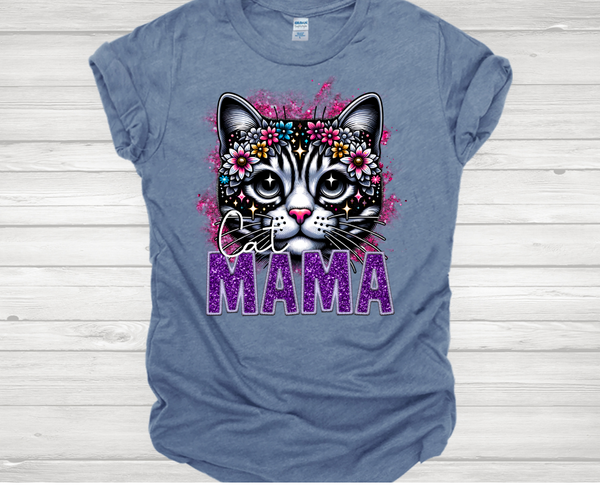 Gray Cat Mama Short Sleeve T-Shirt