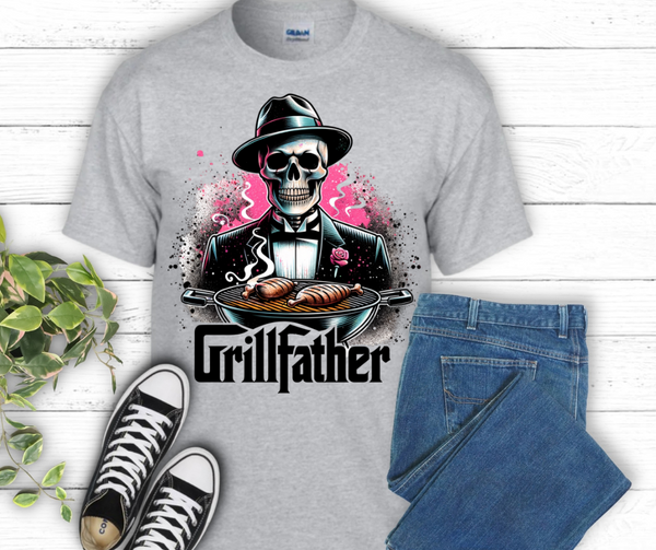 "Grillfather" Gray Short Sleeve T-Shirt