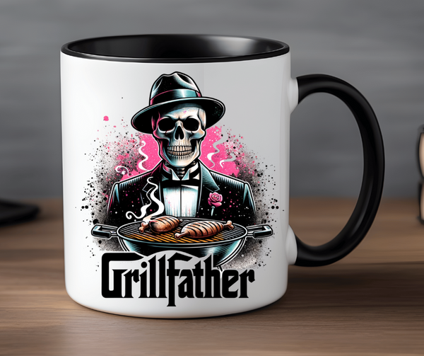 "Grillfather" 15 ounce Mug with Black Handle