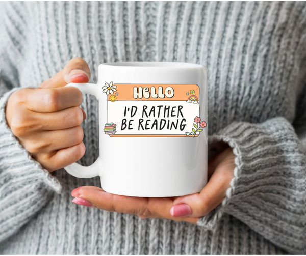 Hello I'd Rather Be Reading 15-ounce Mug (orange label)