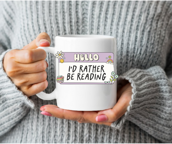 "Hello I'd Rather Be Reading" 15-ounce Mug (purple label)