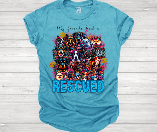 My Favorite Breed is Rescued (dogs) Short Sleeve T-Shirt - FUNDRAISER