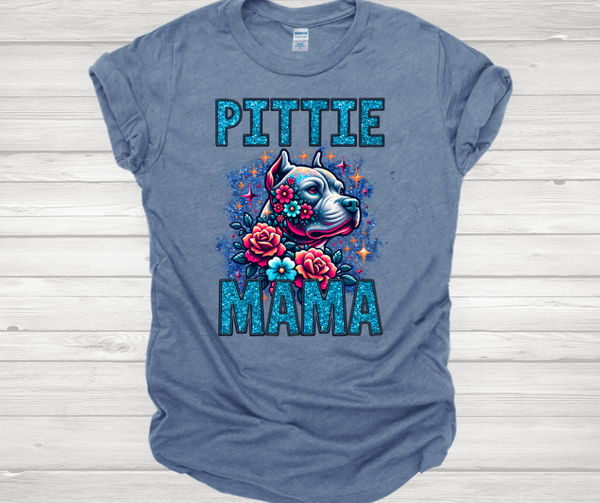 Pittie Mama (Gray Pittie) Short Sleeve Softstyle Shirt