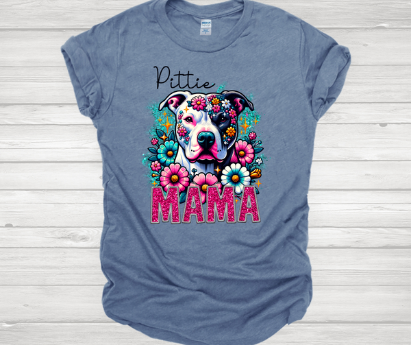 Pittie Mama (White/Black Pittie) Short Sleeve T-Shirt
