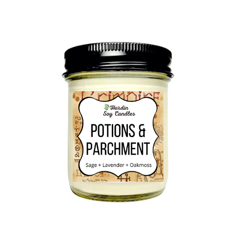 Potions & Parchment Soy Candle - 8 ounce Jar