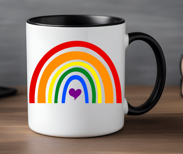 Rainbow Pride 15 ounce Mug with Black Handle