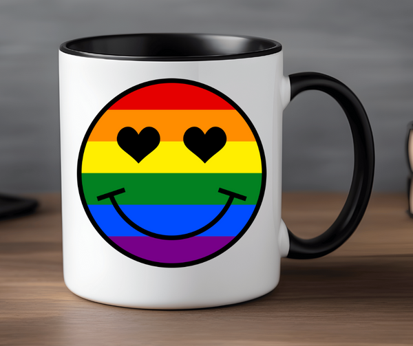 Pride Rainbow Face 15 oz Mug with Black Handle