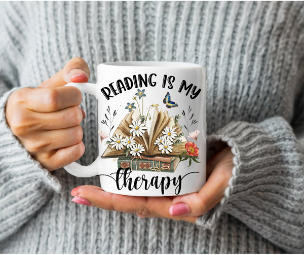 Reading is My Therapy 15 ounce Mug