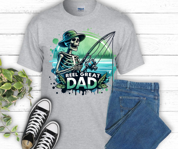 "Reel Great Dad" Short Sleeve Gray T-Shirt