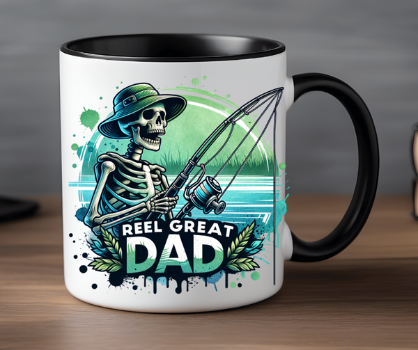 "Reel Great Dad" 15 oz Mug with Black Handle