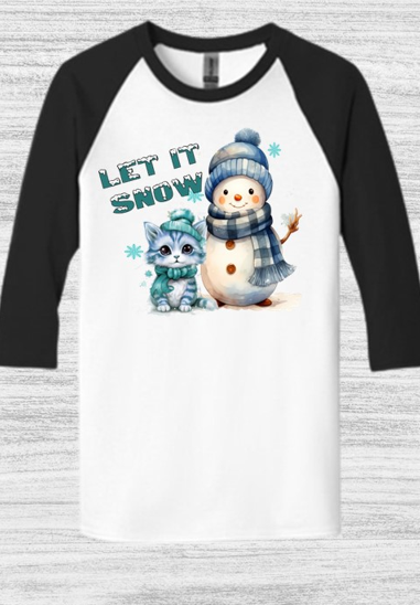 Let it Snow - Cute holiday shirt  Forever Fortunate Felines Baseball Shirts for FFF