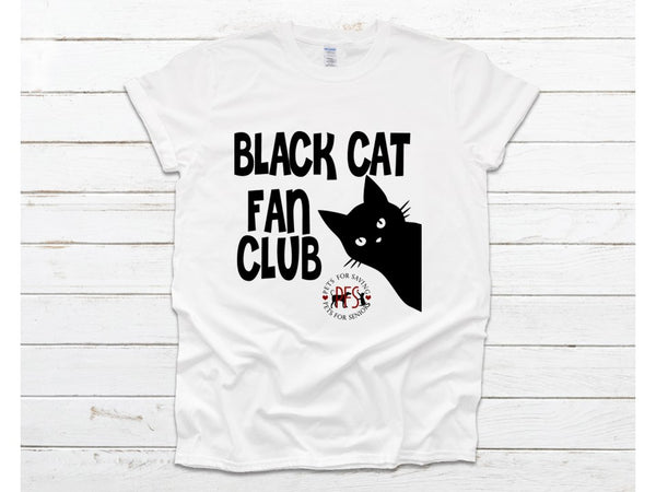 Black Cat Fan Club with logo for PFS Shelter- Short Sleeve T-Shirt