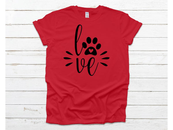 Love w/ Paw print - Funny/Animal Shirts