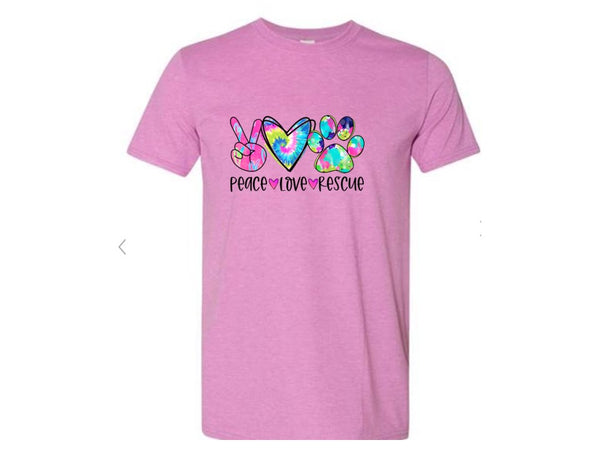 Peace Love Rescue - Colorful design for any color shirt