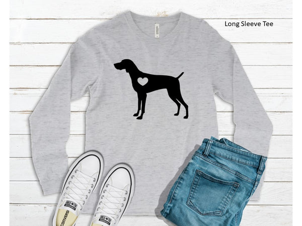 GSP Heart Dog LONG SLEEVE T-shirt for Illinois Shorthair Rescue