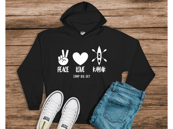 Camp Big Sky- Peace Love- Hooded Sweatshirts (Hoodies)