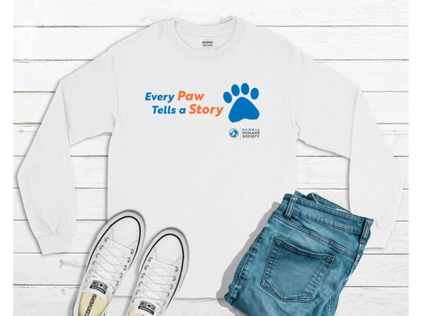 Every Paw Tells a Story Peoria Humane Society Crewneck Sweatshirt