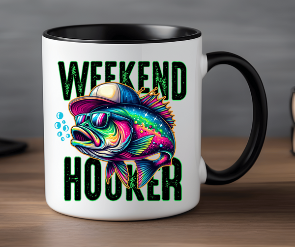 "Weekend Hooker" 15 oz Mug with Black Handle