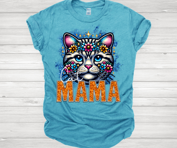 White/Black Striped Cat Mama Short Sleeve T-Shirt