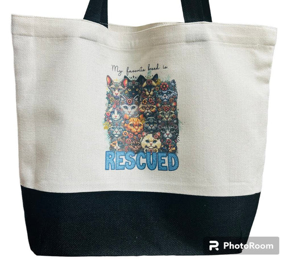 My Favorite Breed is Rescued (Cats) Tote Bag