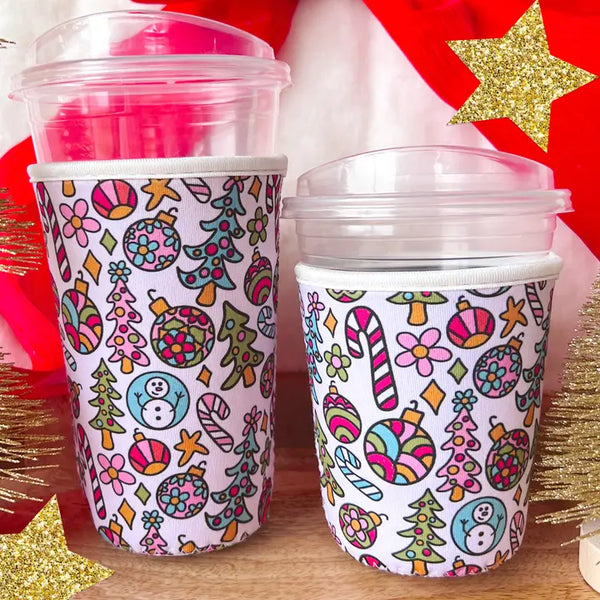 Holiday Doodle Coffee Cup Sleeve - 2 Sizes Available! You Choose!