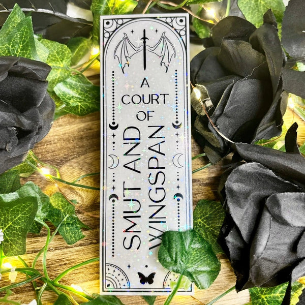 A Court of Smut and Wingspan Black and White Holographic Bookmark