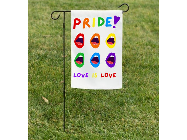 Pride Love is Love Garden Flag for Speak out Illinois