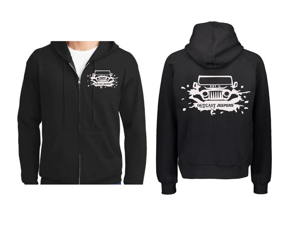 Outcast Jeepers Front and Back Print Logo ZIP UP Hoodie