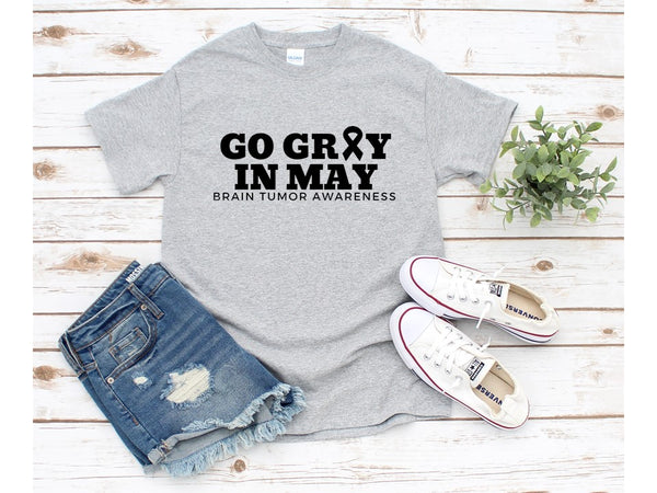 Go Gray In May Brain Tumor Awareness Unisex T-Shirt - Health/Awareness