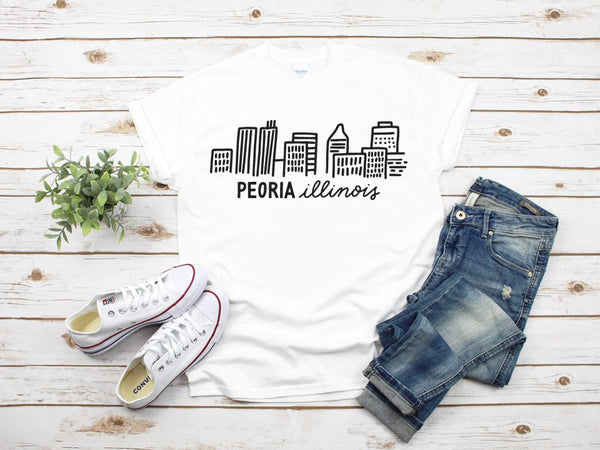 Peoria, Illinois Skyline Unisex T-Shirt - City